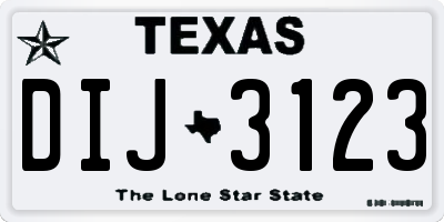TX license plate DIJ3123