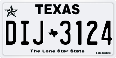 TX license plate DIJ3124