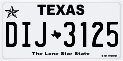 TX license plate DIJ3125