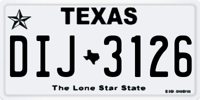 TX license plate DIJ3126