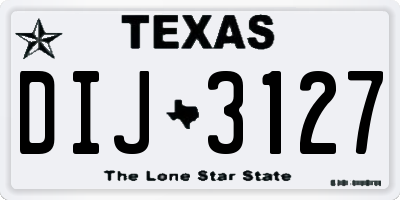 TX license plate DIJ3127