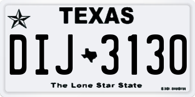 TX license plate DIJ3130