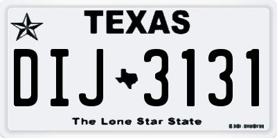 TX license plate DIJ3131