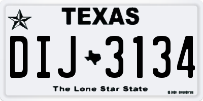TX license plate DIJ3134