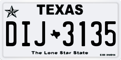 TX license plate DIJ3135