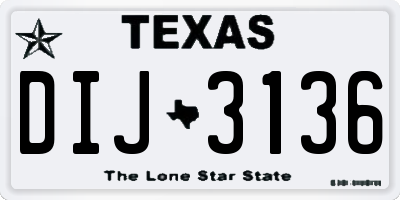 TX license plate DIJ3136