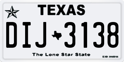 TX license plate DIJ3138