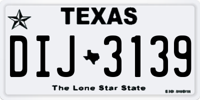 TX license plate DIJ3139