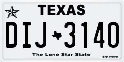TX license plate DIJ3140