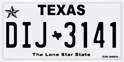 TX license plate DIJ3141