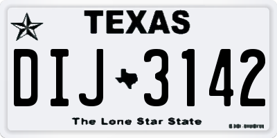 TX license plate DIJ3142
