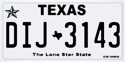 TX license plate DIJ3143
