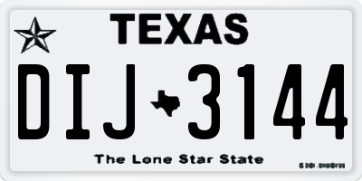 TX license plate DIJ3144