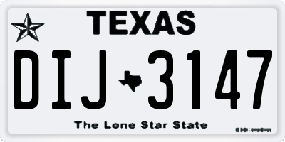 TX license plate DIJ3147