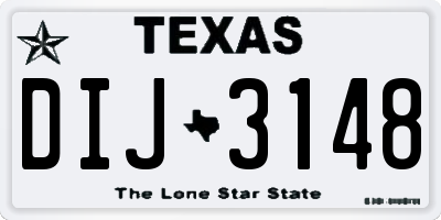 TX license plate DIJ3148