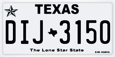 TX license plate DIJ3150