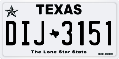 TX license plate DIJ3151