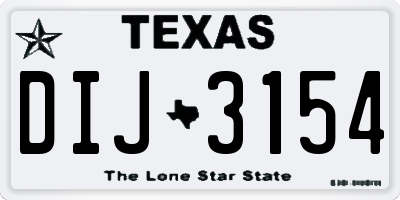 TX license plate DIJ3154
