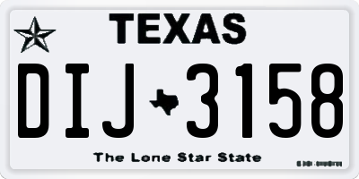 TX license plate DIJ3158