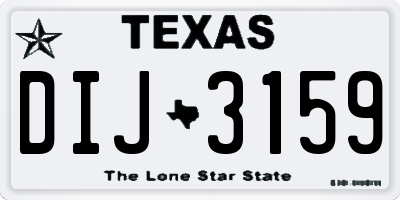 TX license plate DIJ3159
