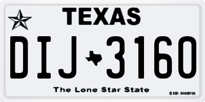 TX license plate DIJ3160