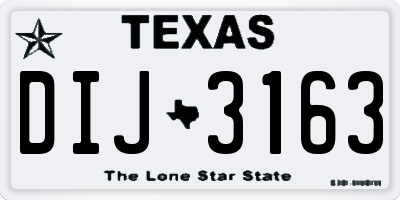 TX license plate DIJ3163