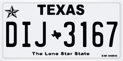 TX license plate DIJ3167