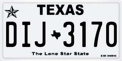 TX license plate DIJ3170
