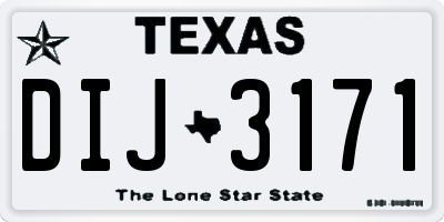 TX license plate DIJ3171