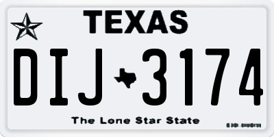 TX license plate DIJ3174