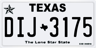TX license plate DIJ3175