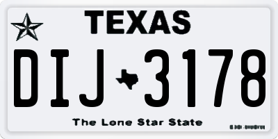 TX license plate DIJ3178
