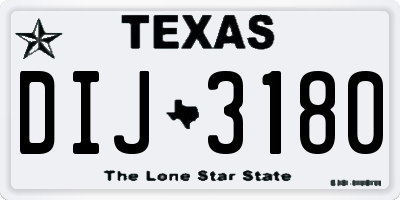 TX license plate DIJ3180