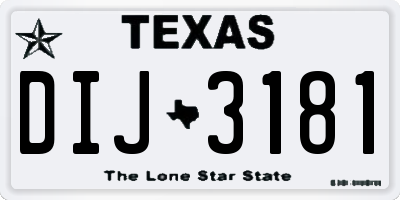 TX license plate DIJ3181