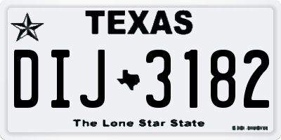 TX license plate DIJ3182