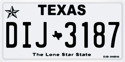 TX license plate DIJ3187