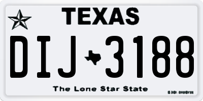 TX license plate DIJ3188