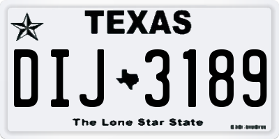 TX license plate DIJ3189