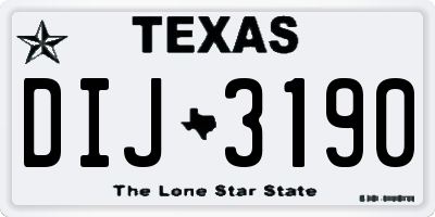 TX license plate DIJ3190