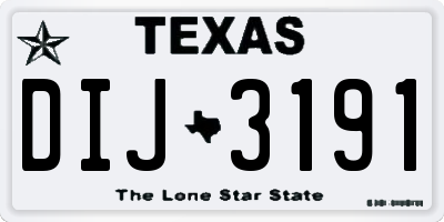 TX license plate DIJ3191