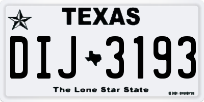 TX license plate DIJ3193