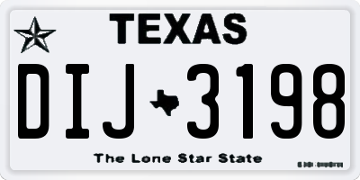 TX license plate DIJ3198