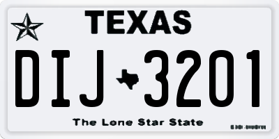 TX license plate DIJ3201