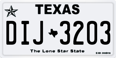 TX license plate DIJ3203