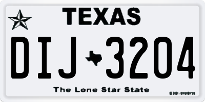 TX license plate DIJ3204
