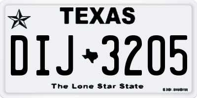 TX license plate DIJ3205