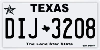TX license plate DIJ3208