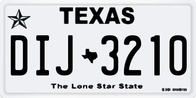 TX license plate DIJ3210