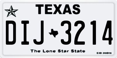 TX license plate DIJ3214