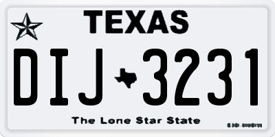 TX license plate DIJ3231